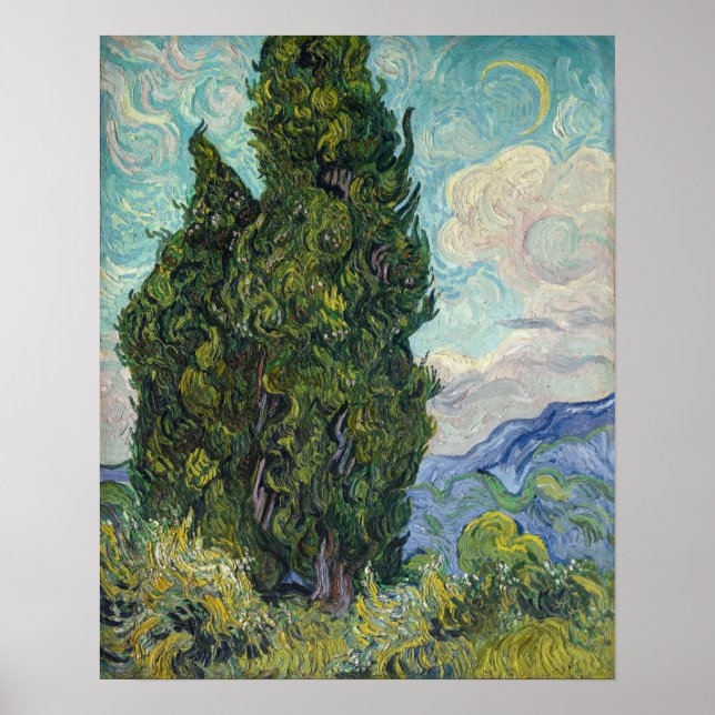 Póster Vincent van Gogh - Cipreses (Frente)