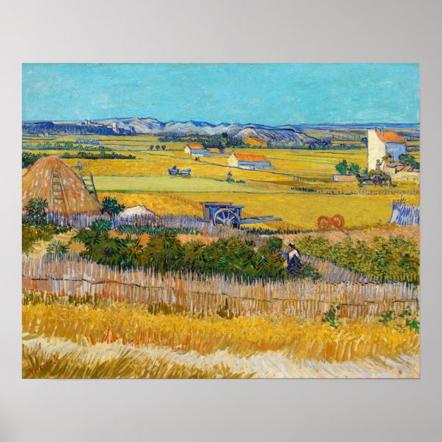 Póster Vincent van Gogh - Cosecha en La Crau (Frente)