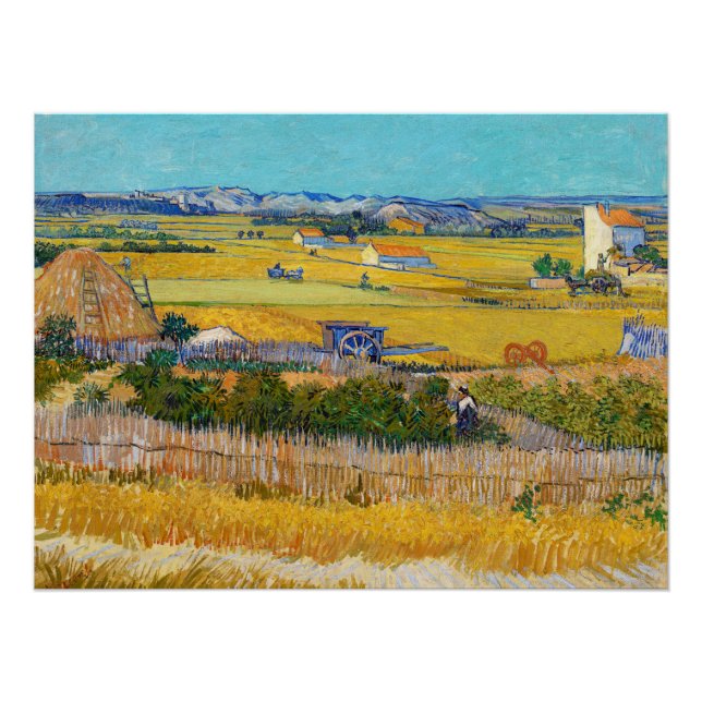 Póster Vincent van Gogh - Cosecha en La Crau (Anverso)