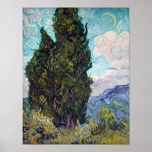 Póster Vincent van Gogh Cypresses (Frente)