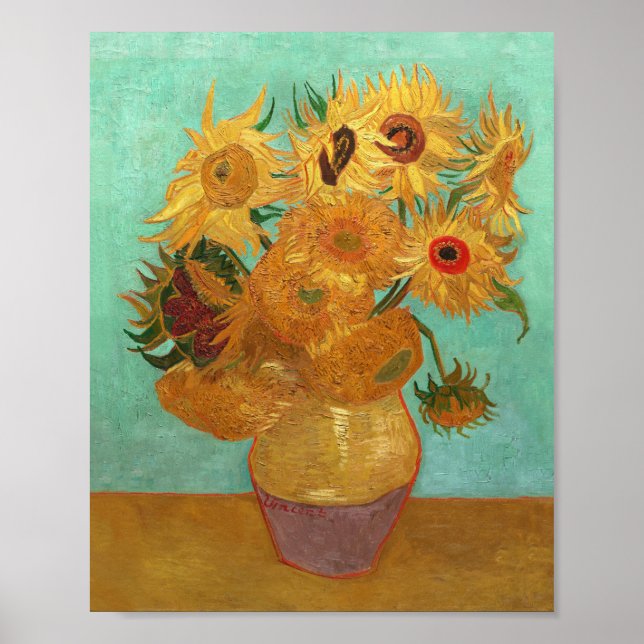 Póster Vincent Van Gogh Doce Sunflowers In A Vase (Frente)
