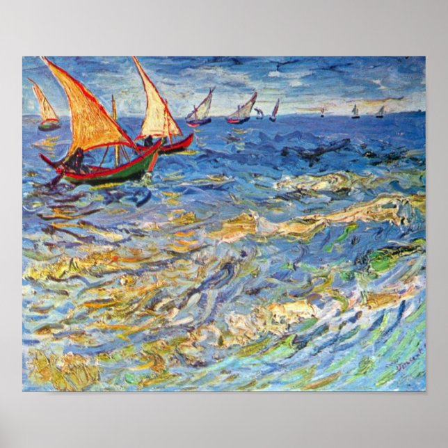 Póster Vincent Van Gogh - El Mar En Saintes Maries (Frente)
