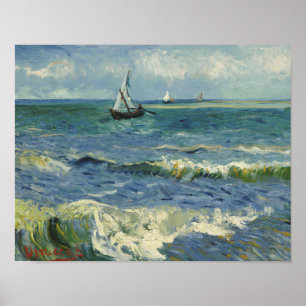 Póster Vincent van Gogh - El paisaje marino cerca de Les 
