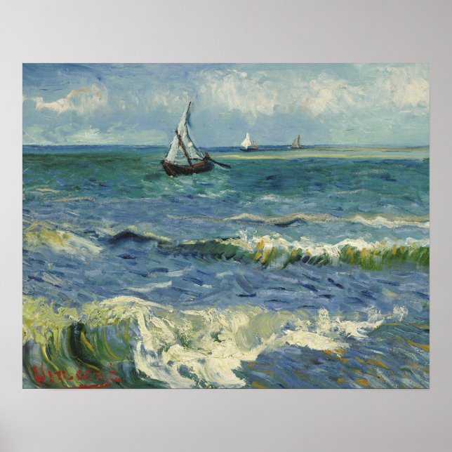 Póster Vincent van Gogh - El paisaje marino cerca de Les  (Frente)