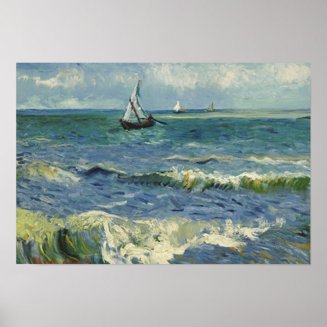 Póster Vincent van Gogh - El paisaje marino cerca de Les  (Frente)