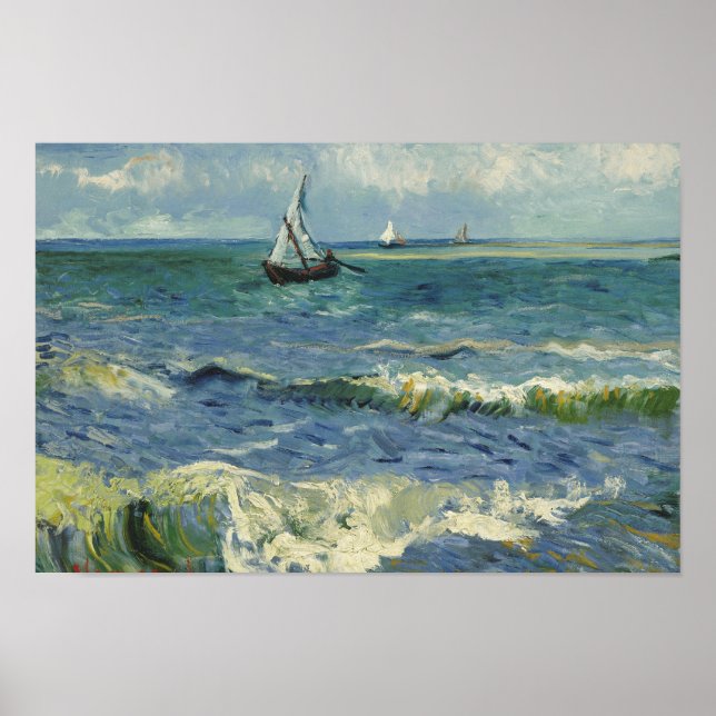 Póster Vincent van Gogh - El paisaje marino cerca de Les  (Frente)