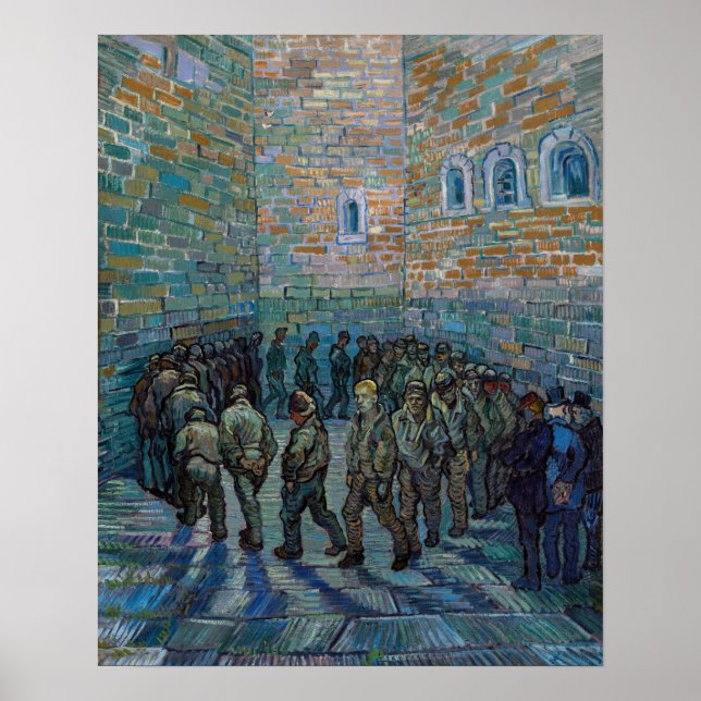 Póster Vincent van Gogh - El patio de la cárcel (Frente)