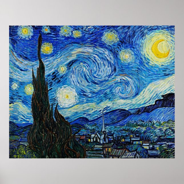 Póster Vincent Van Gogh es la noche estrellada (Frente)