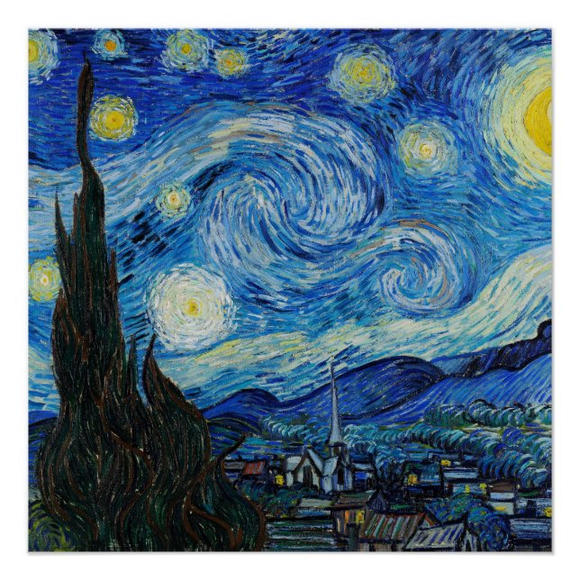 Póster Vincent Van Gogh es la noche estrellada (Anverso)