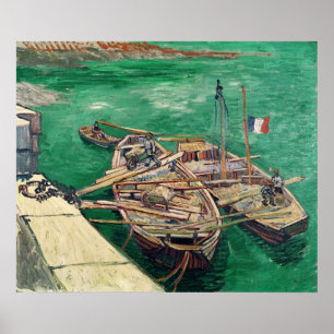 Póster Vincent van Gogh Fase de aterrizaje con barcos,