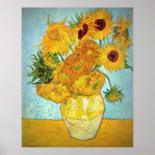 Póster Vincent van Gogh - florero con 12 girasoles