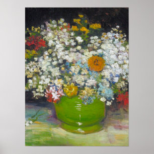 Póster Vincent van Gogh - florero con Zinnias