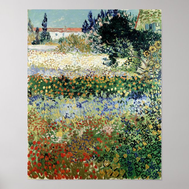 Póster Vincent van Gogh | Garden in Bloom, Arles, 1888 (Frente)
