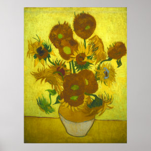 Póster Vincent van Gogh - girasoles del florero 12