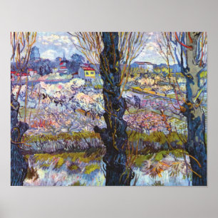 Póster Vincent Van Gogh – Huerto en flor con álamos