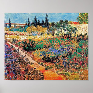 Póster Vincent Van Gogh - Jardín de flores con sendero