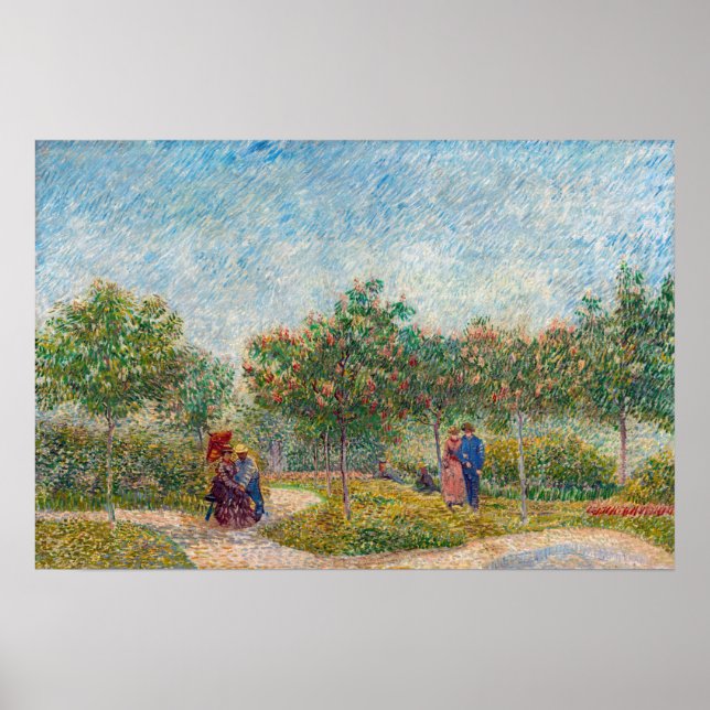 Póster Vincent van Gogh - Jardín en Montmarte con amantes (Frente)