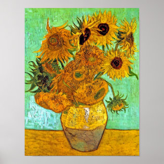 Póster Vincent Van Gogh - Jarrón con doce girasoles
