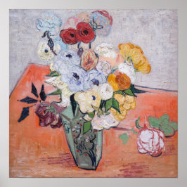 Póster Vincent van Gogh - Jarrón con rosas y anémonas