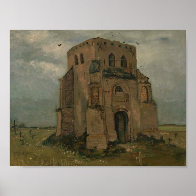 Póster Vincent van Gogh - La antigua torre de la iglesia  (Frente)