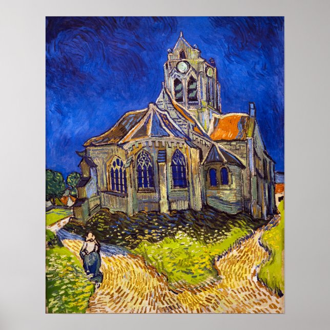 Póster Vincent van Gogh - La Iglesia de Auvers (Frente)