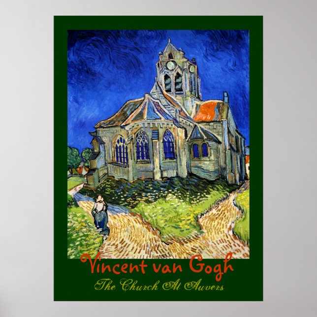 Póster Vincent van Gogh: La Iglesia de Auvers (Frente)