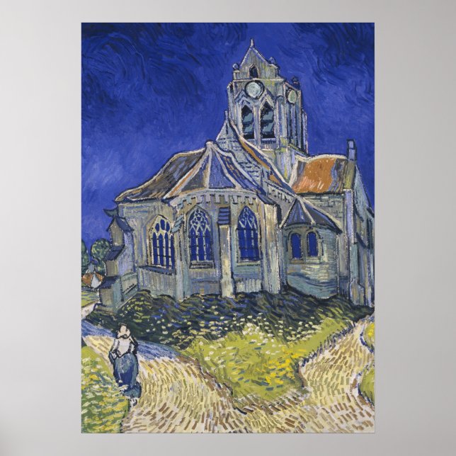 Póster VINCENT VAN GOGH - La iglesia de Auvers 1890 (Frente)