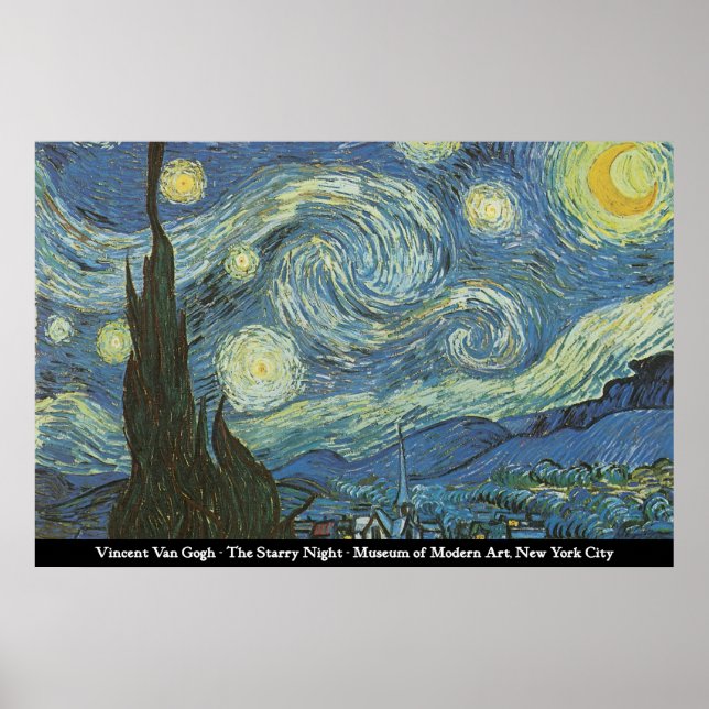 Póster Vincent Van Gogh - La noche estrellada (Frente)