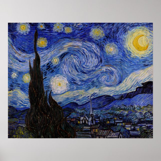 Póster Vincent Van Gogh - La noche estrellada (Frente)