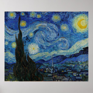 Póster Vincent van Gogh - La noche estrellada  Obra maest