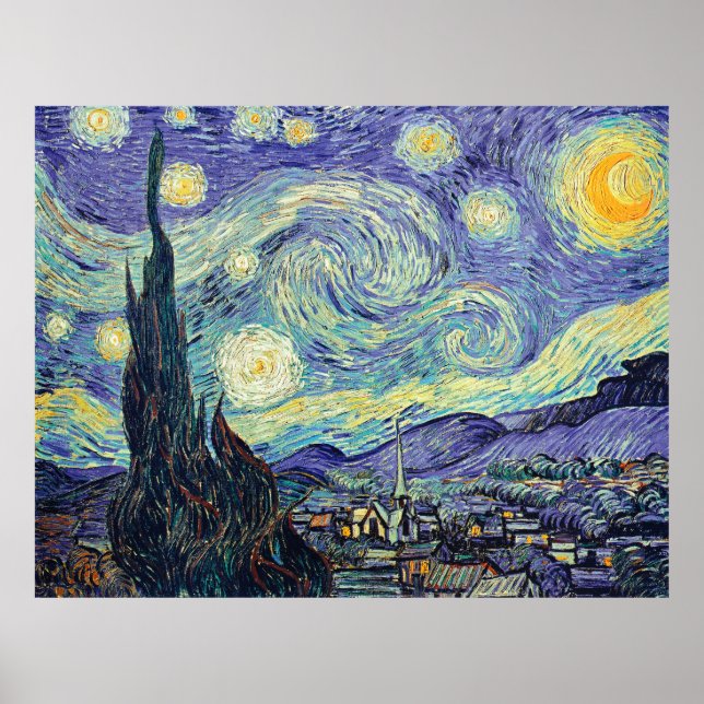 Póster Vincent Van Gogh La Noche Starry (Frente)