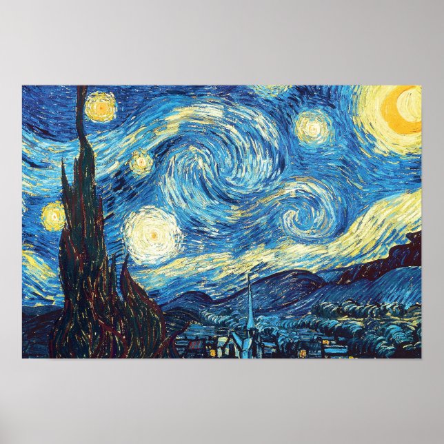 Póster Vincent Van Gogh, La Noche Starry (Frente)