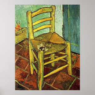 Póster Vincent Van Gogh - La silla de Vincent con su pipa