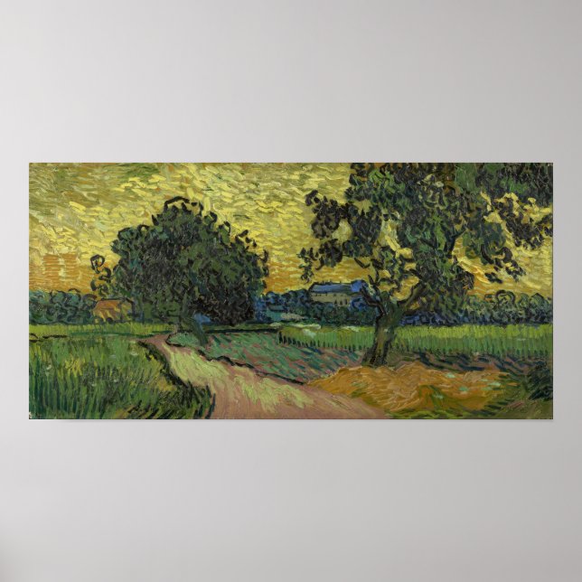 Póster Vincent Van Gogh - Landscape at Twilight Modified (Frente)