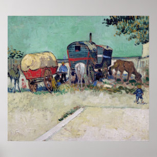 Póster Vincent van Gogh   Las caravanas, el campamento gi