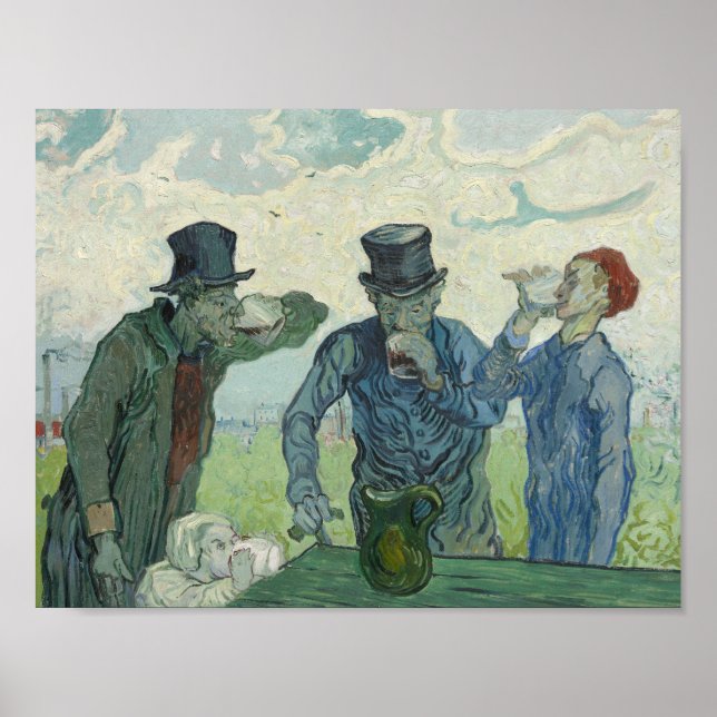 Póster Vincent van Gogh - Los Bebidores (Frente)