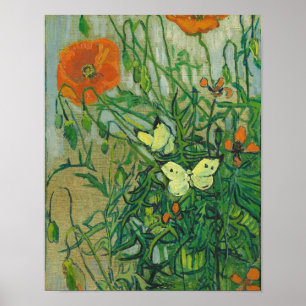 Póster Vincent van Gogh - mariposas y amapolas 1 de abril