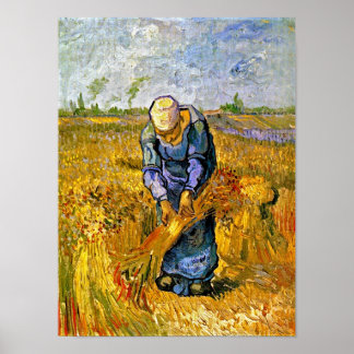 Póster Vincent Van Gogh - Mujer campesina enlaza hojas