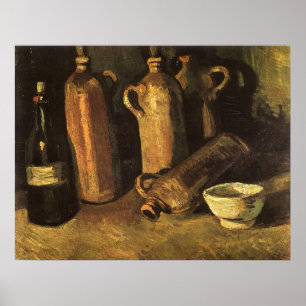 Póster Vincent van Gogh - Naturaleza muerta con 4 botella
