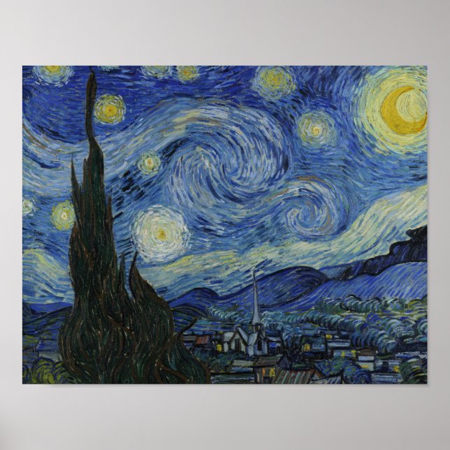 Póster Vincent van Gogh - Noche Starry (Frente)