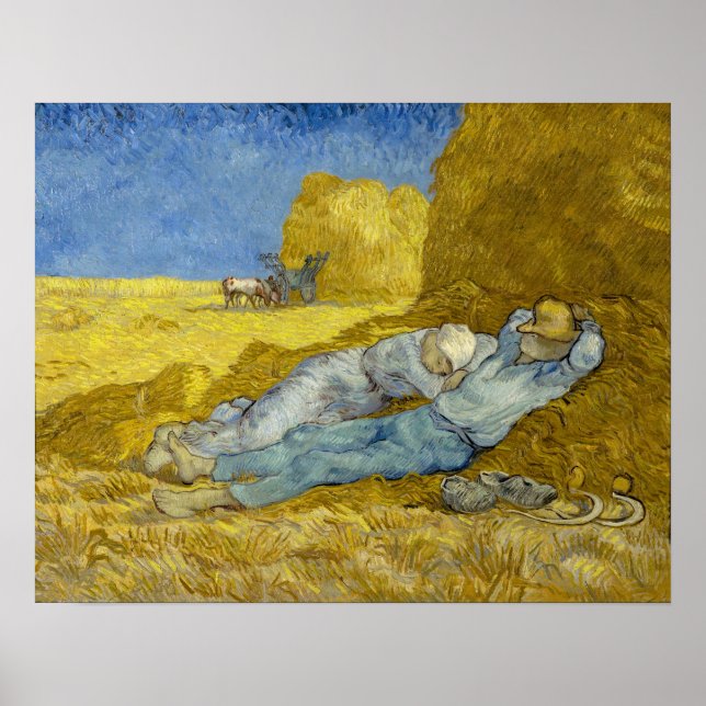 Póster Vincent Van Gogh - Noon, Descanse del trabajo / Si (Frente)