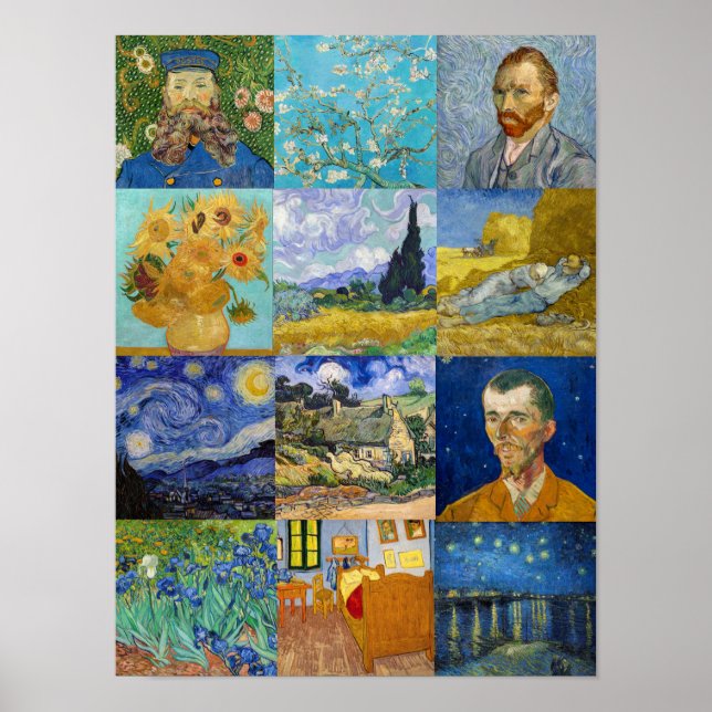 Póster Vincent Van Gogh - Obras Maestras Patchwork (Frente)