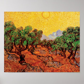 Póster Vincent Van Gogh - Olivos Con Cielo Amarillo