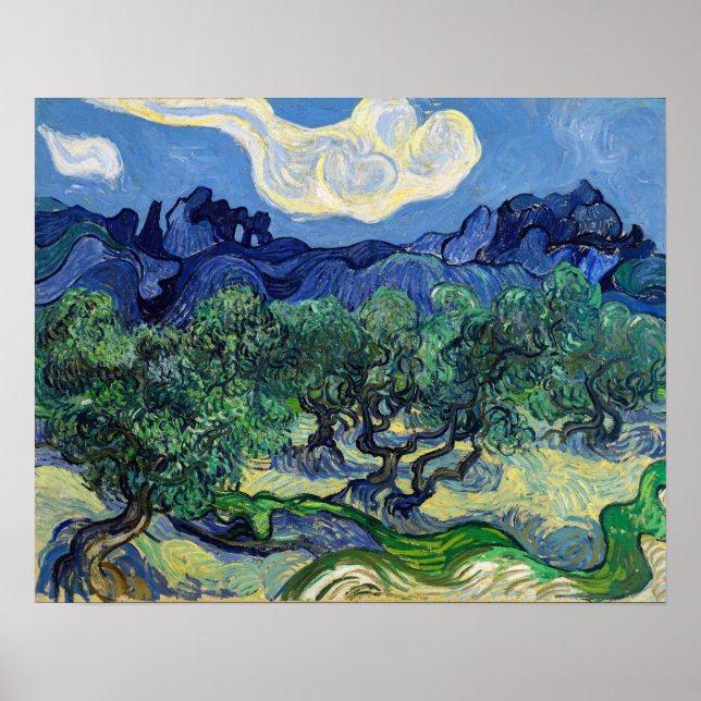 Póster Vincent van Gogh - Olivos con los Alpilles (Frente)