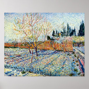 Póster Vincent Van Gogh - Orchard con árboles de mimbre
