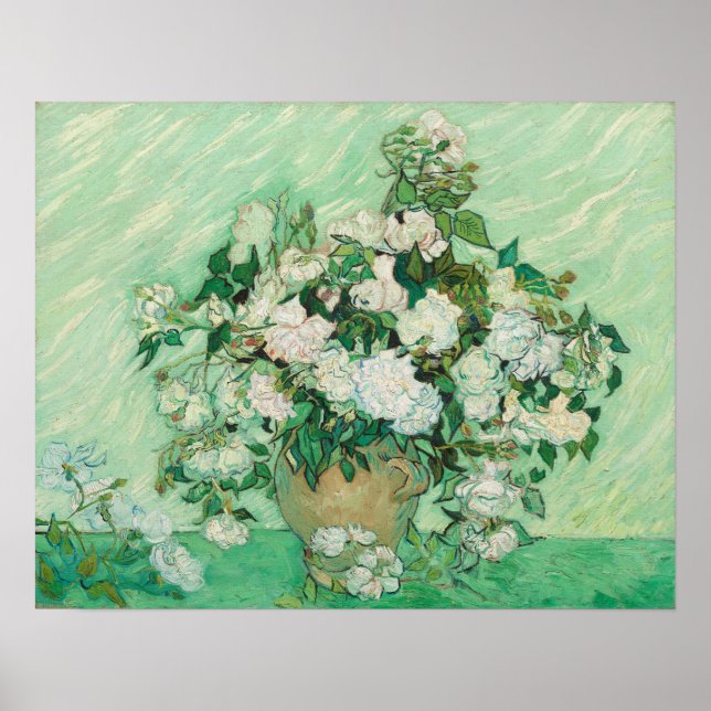 Póster Vincent van Gogh Painting, Rosas 1890 Poster (Frente)