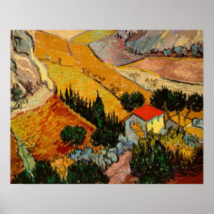 Póster Vincent van Gogh - Paisaje, Casa y Payaso