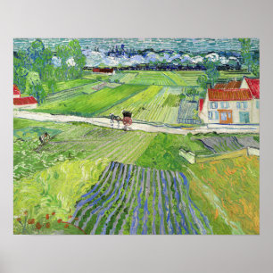 Póster Vincent van Gogh - Paisaje con Carriaje y Tren