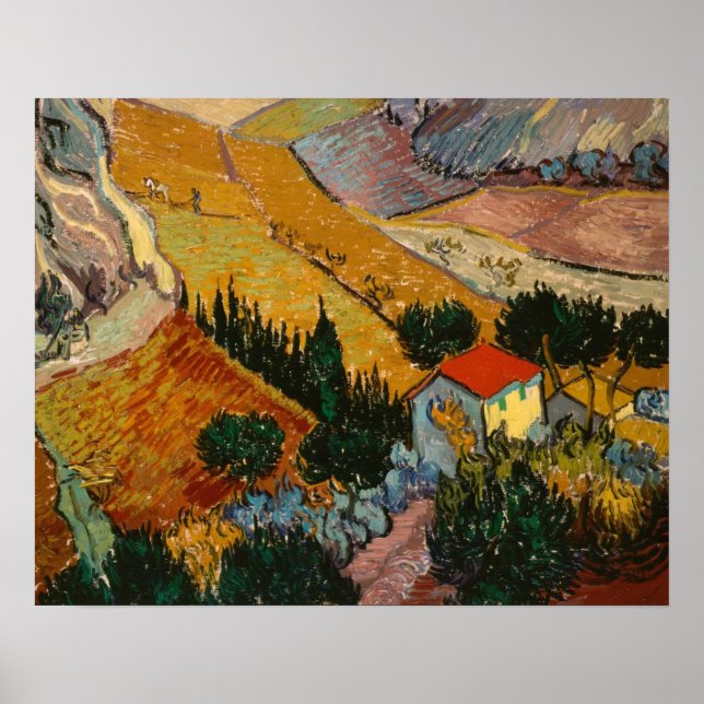 Póster Vincent van Gogh | Paisaje con Casa y Flor (Frente)