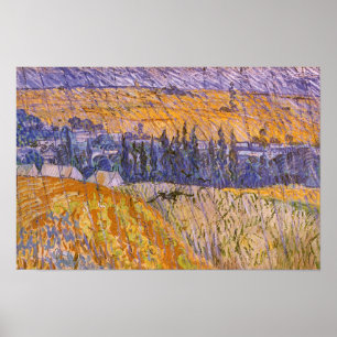 Póster Vincent van Gogh - Paisaje en Auvers bajo la lluvi